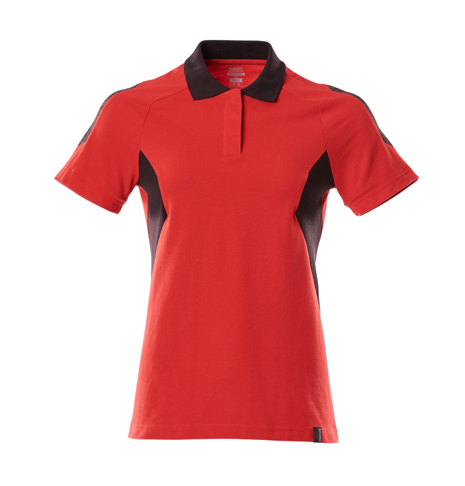 MASCOT® ACCELERATE Polo-Shirt für Damen in Verkehrsrot/Schwarz, bequeme Arbeitsbekleidung in Größe 2XLONE mit klassischem Polokragen