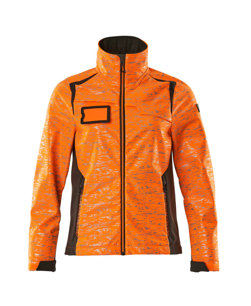 MASCOT® ACCELERATE SAFE Softshelljacke für Damen, zweifarbige Winterwarnschutzjacke in Hi-Vis-Design, winddicht und wasserabweisend für Arbeit und Baustelle