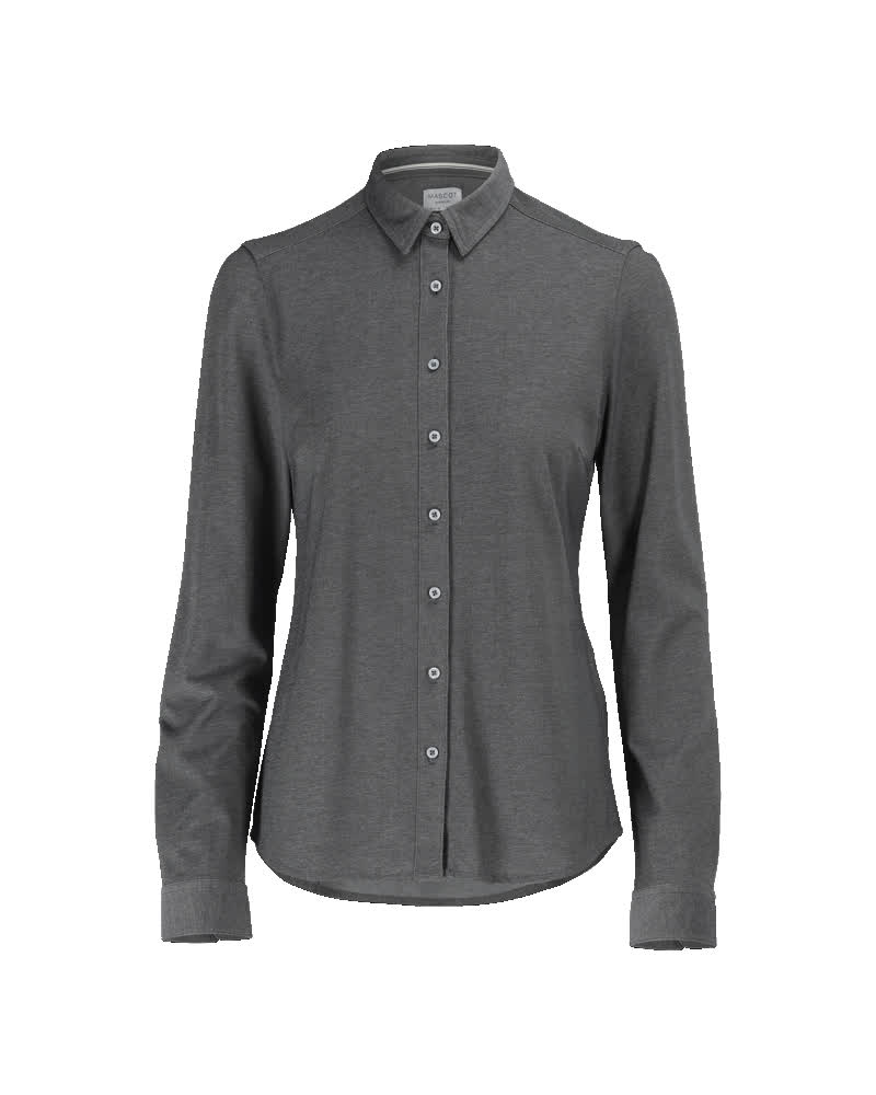 MASCOT® FRONTLINE Damenhemd in Dunkelanthrazit/Hellgrau-meliert, langarm, bügelleichte Stretch-Qualität, klassische großzügige Passform