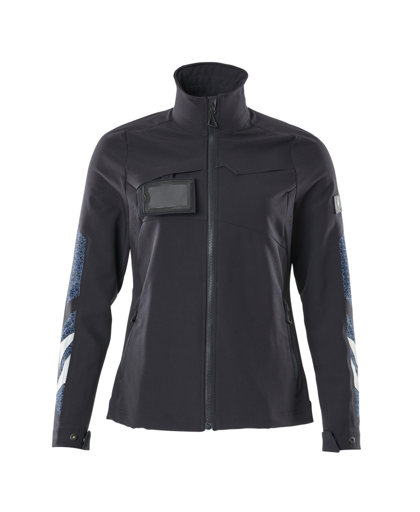 MASCOT® ACCELERATE Damen-Arbeitsjacke in Schwarzblau, Größe 2XL, mit 4-Wege-Stretch, Reißverschluss, abnehmbarem ID-Kartenhalter, Reflexen und verstellbaren Ärmelbündchen