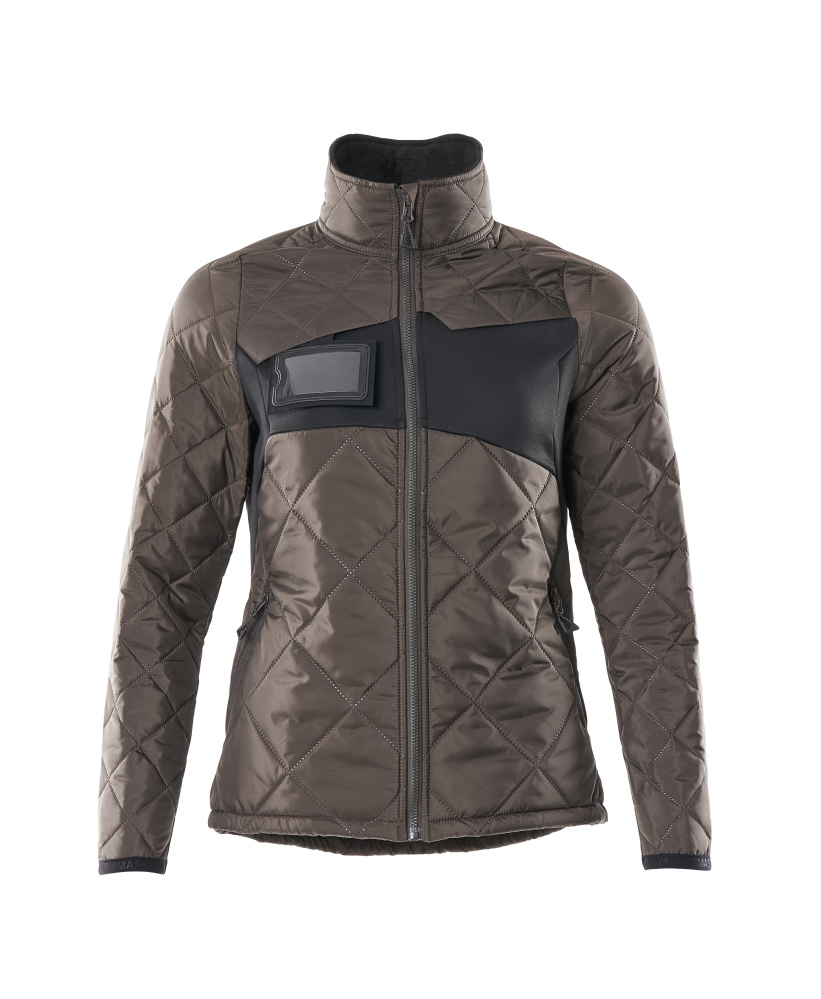 MASCOT® ACCELERATE Thermojacke in Dunkelanthrazit/Schwarz, Damenpassform Größe 2XL, gesteppte Winterjacke mit hohem Kragen und Reißverschluss