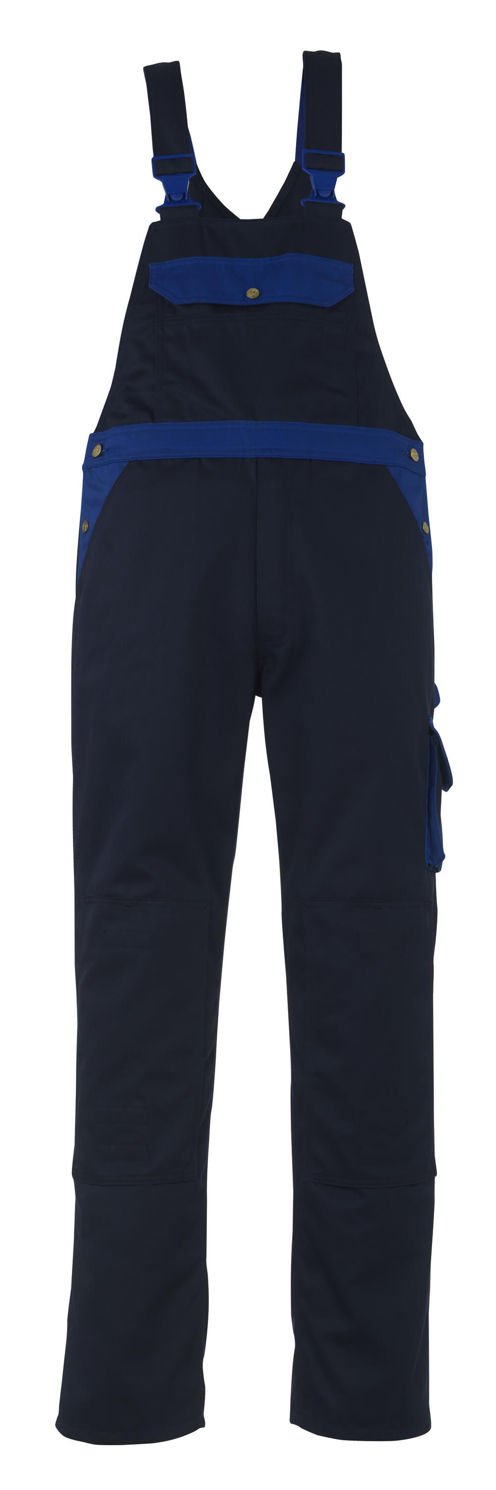 MASCOT® Milano IMAGE Latzhose mit Knietaschen, zweifarbige Arbeitsbekleidung in Marine/Kornblau, Größe 82C42, Vorderansicht