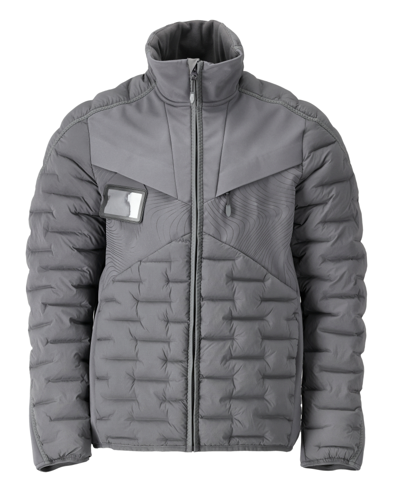 MASCOT® CUSTOMIZED Jacke in Anthrazitgrau, Größe 2XL, warme wattierte Winter-Arbeitsjacke mit Stehkragen, durchgehendem Reißverschluss und Namensschildhalter