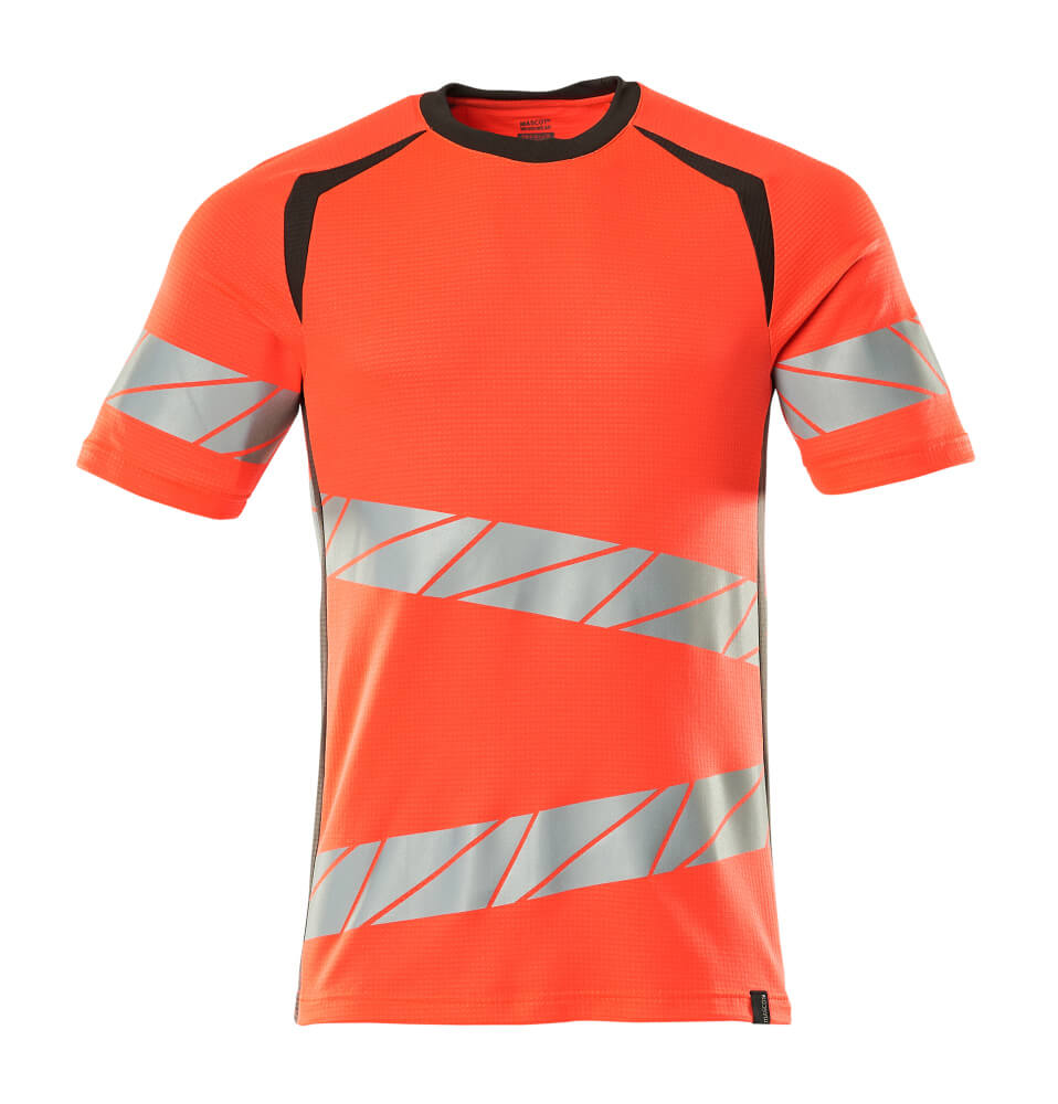 MASCOT® ACCELERATE SAFE T-Shirt in Hi-Vis Orange/Schwarzblau, kurzarm Warnschutz T-Shirt mit reflektierenden Streifen für bessere Sichtbarkeit