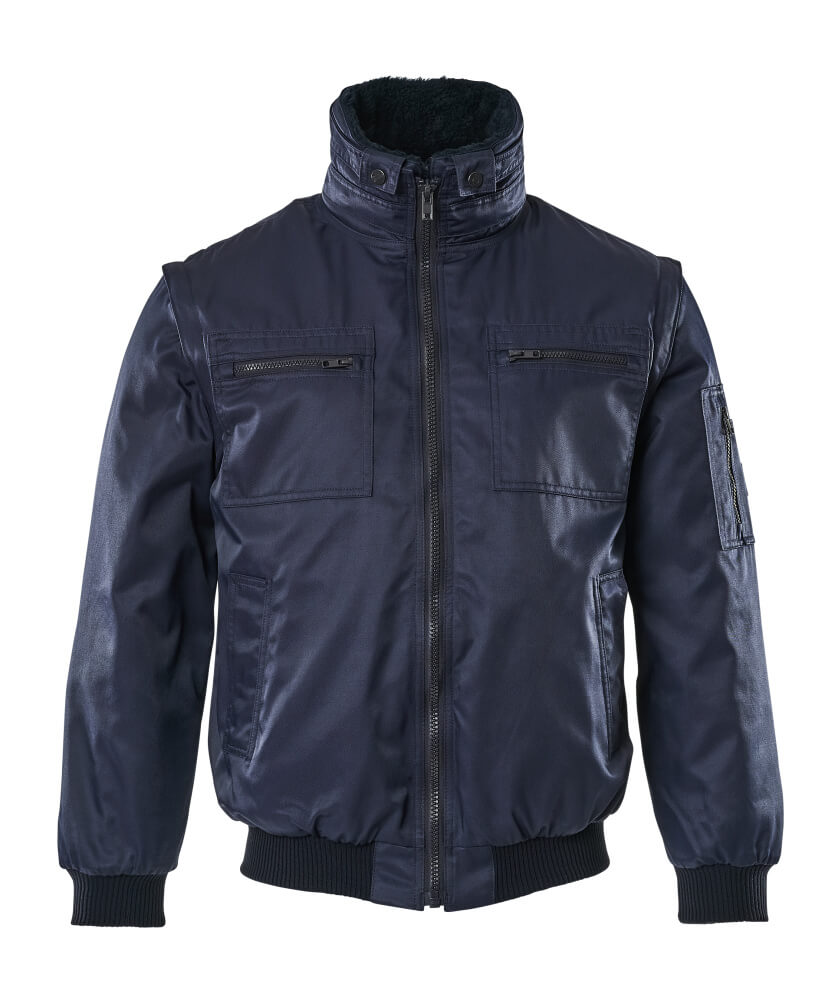 MASCOT® Innsbruck ORIGINALS Pilotjacke in Marine, wasserabweisende Winterjacke mit abnehmbarem Kunstpelzkragen, herausnehmbarem Futter und Reißverschlusstaschen vorne