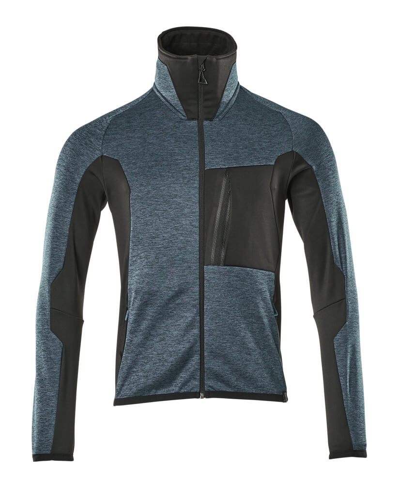 MASCOT® ADVANCED Fleecejacke in Dunkelpetroleum/Schwarz, Größe 2XL, funktionelle Arbeitsbekleidung mit Reißverschluss und Taschen