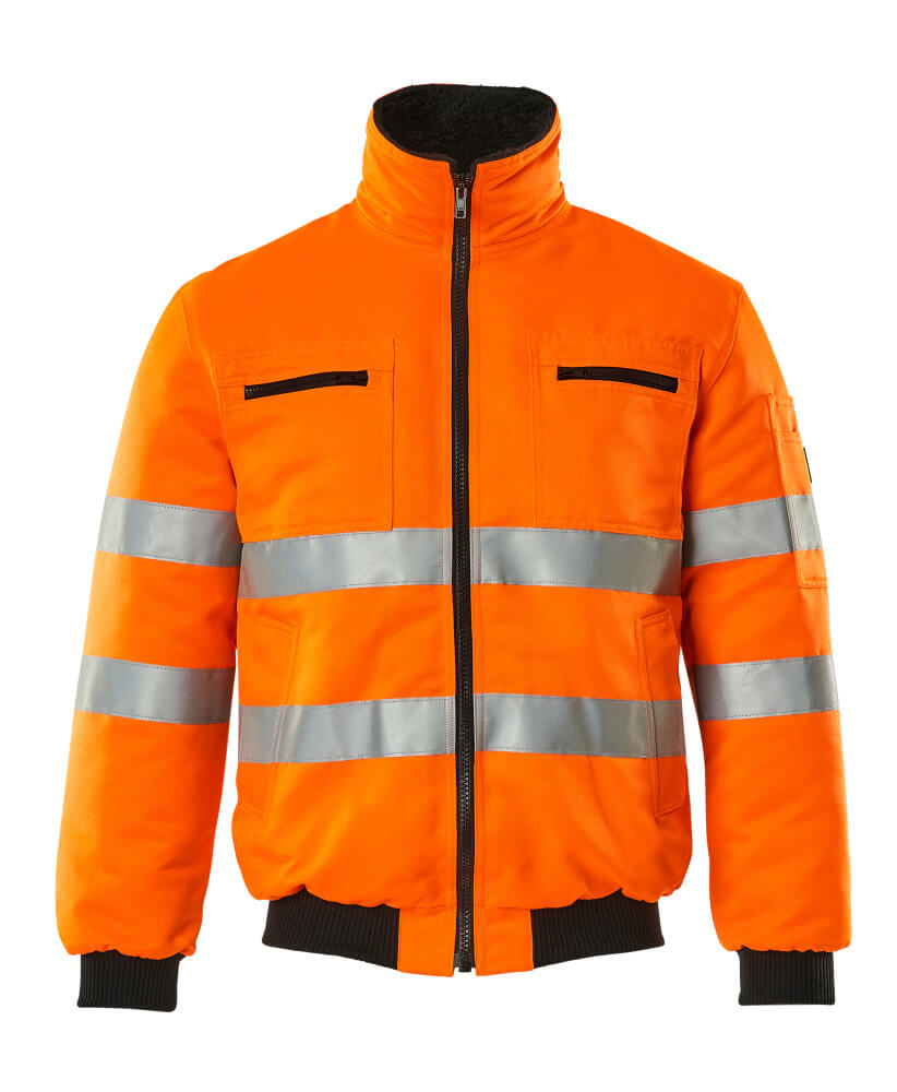 MASCOT® Alaska SAFE ARCTIC Pilotjacke, fluoreszierende wasserabweisende Winterwarnschutzjacke in Hi-Vis Orange 2XL mit Reflexstreifen, Kunstpelzfutter, Rippenbündchen und Taschen
