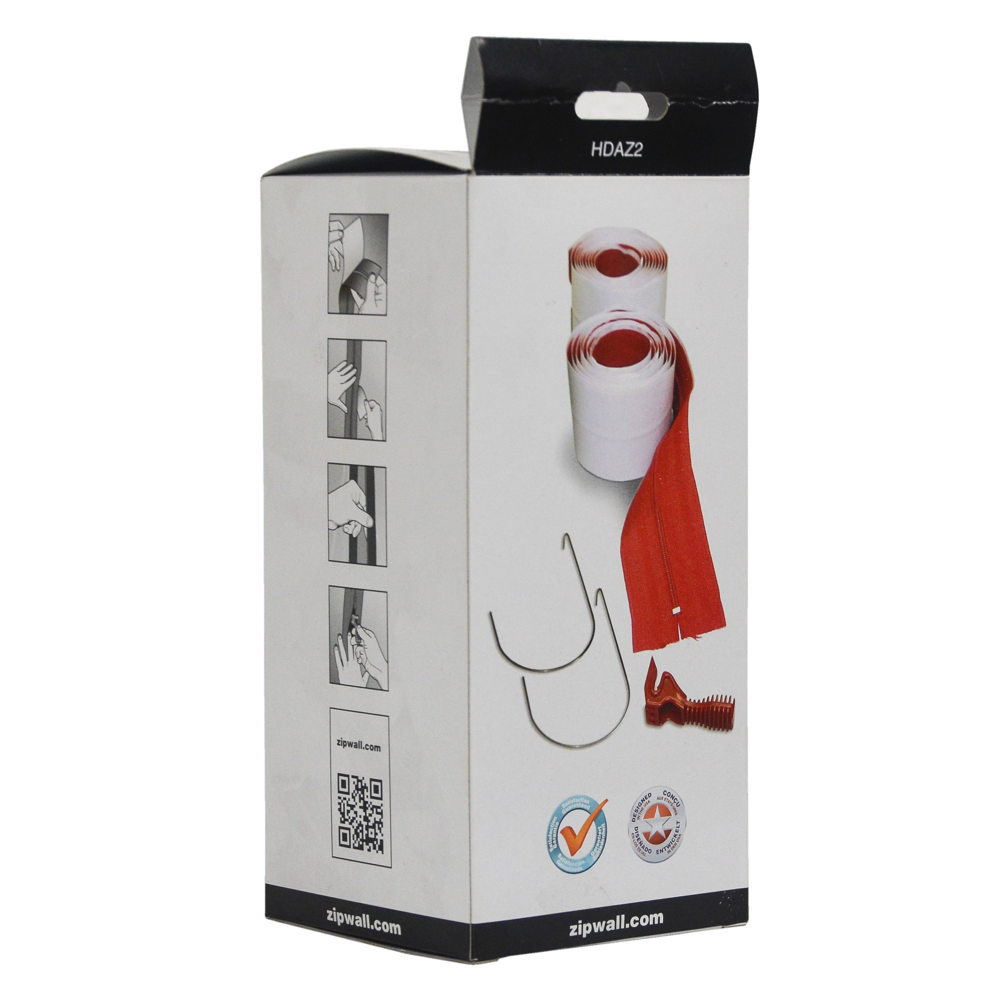 ZipWall rote selbstklebende Reißverschlüsse 2er Set mit Mess