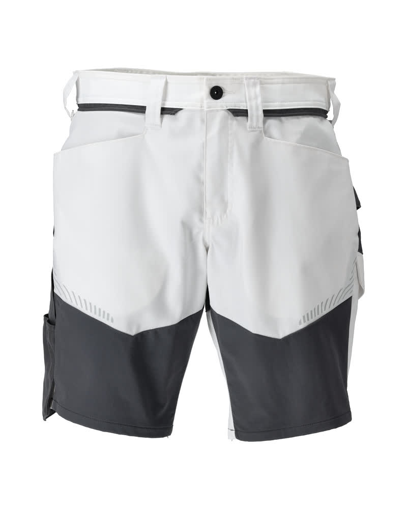 MASCOT® CUSTOMIZED Shorts in Weiß/Anthrazitgrau, kurze Arbeitshose C44 mit funktionellen Taschen und robustem Material für Handwerker