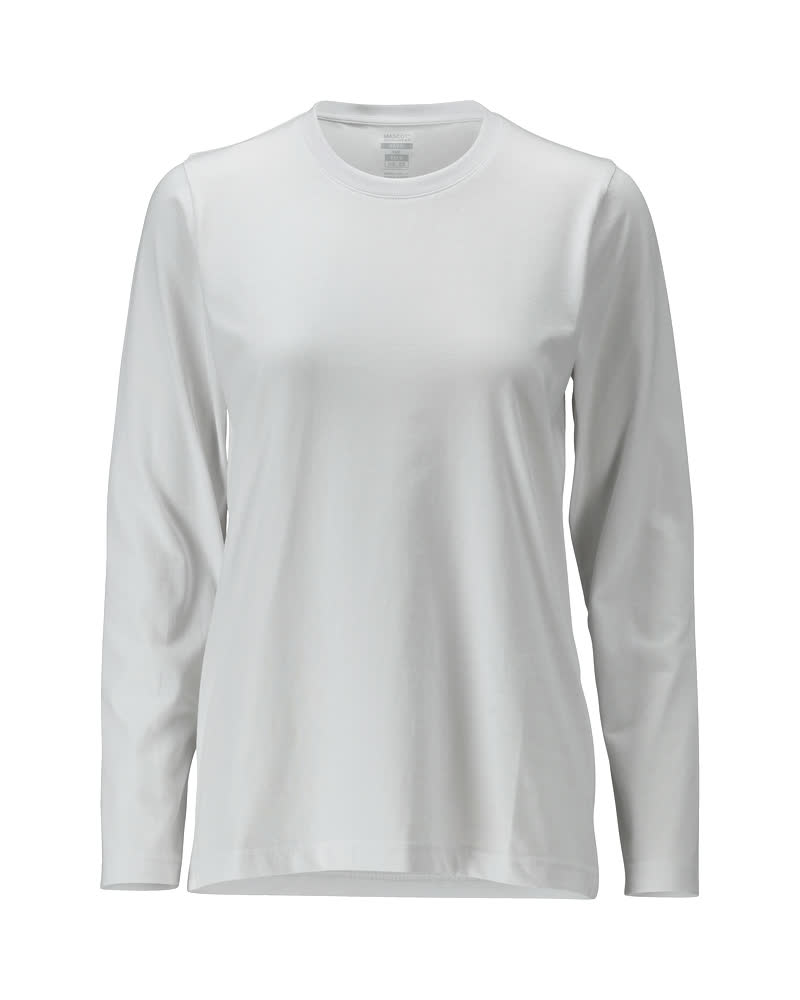 Weißes MASCOT® CROSSOVER Langarmshirt für Damen in Damenpassform, Größe 2XLONE, als Arbeitsbekleidung mit langen Ärmeln und Rundhalsausschnitt
