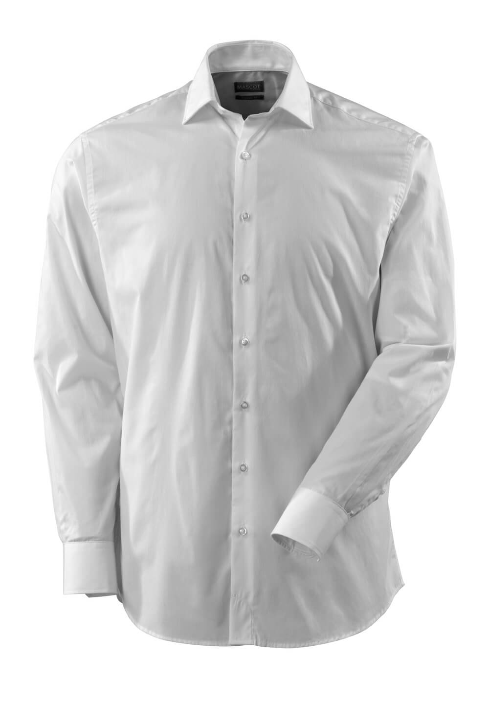 MASCOT® FRONTLINE Hemd in Weiß aus glattem Poplin, klassische aber großzügige Passform mit Knopfleiste, Kragenstäbchen und verstellbaren Manschetten für Corporate Wear