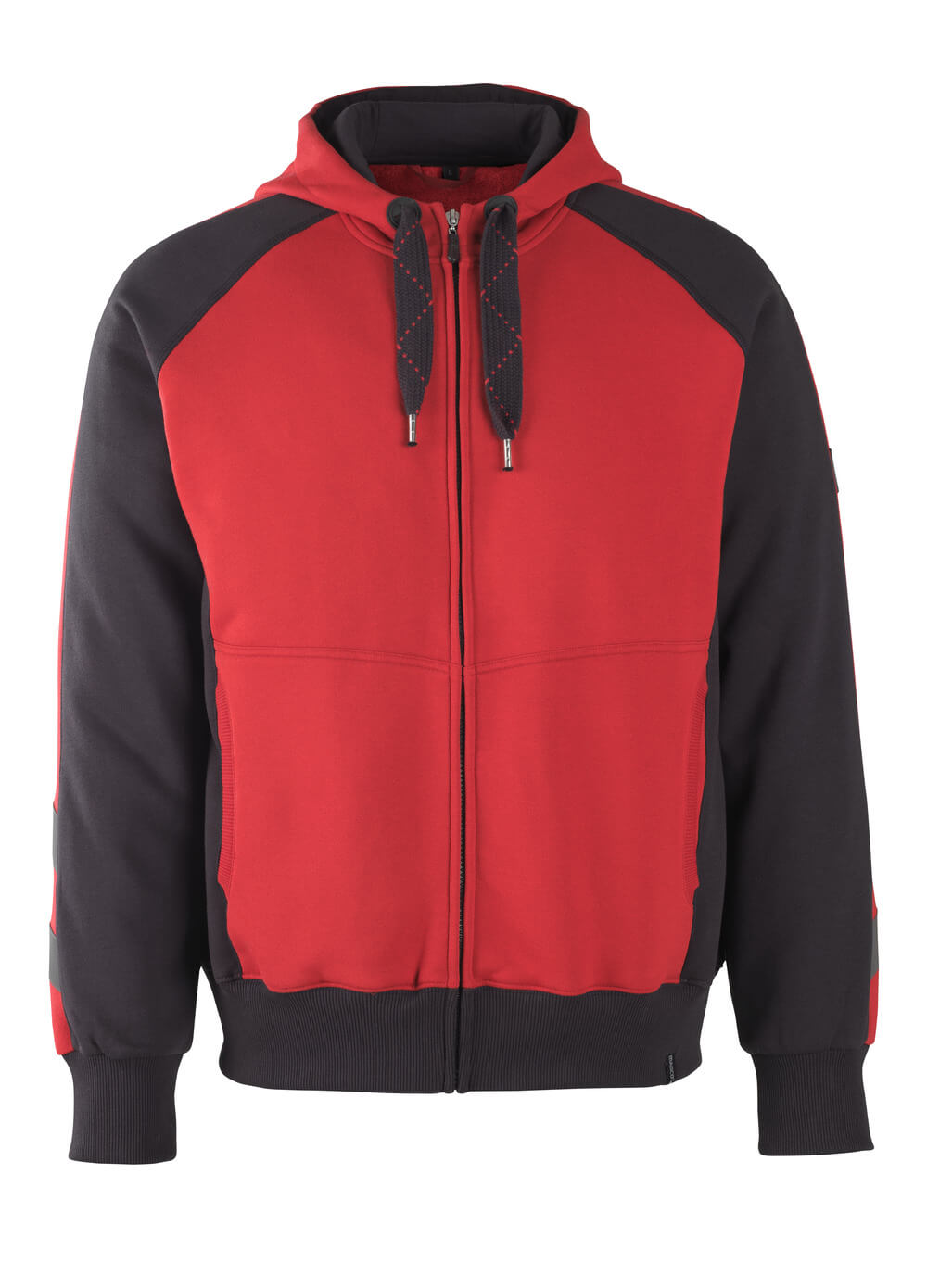 MASCOT® Wiesbaden UNIQUE Kapuzenpullover mit Reißverschluss in Rot/Schwarz, gefütterte Kapuze, moderne Passform, robuste Arbeitsbekleidung für Industriewäsche geeignet