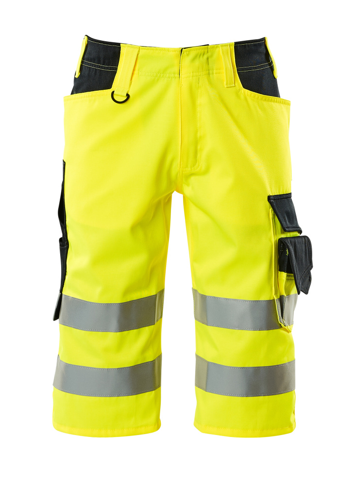 MASCOT® Luton SAFE SUPREME lange Warnschutz-Shorts in Hi-Vis Gelb/Dunkelanthrazit mit Reflexstreifen und Werkzeugtaschen