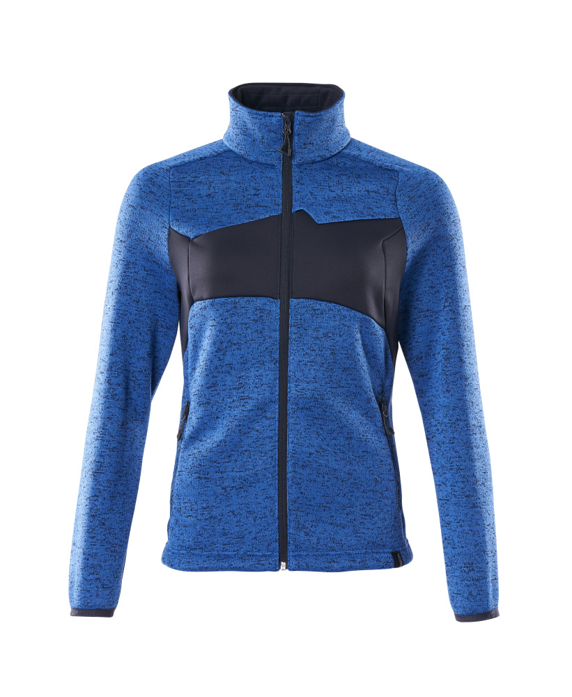 MASCOT® ACCELERATE Strickpullover mit Reißverschluss in Azurblau/Schwarzblau, Damenpassform in Größe 2XL, funktionelle Arbeitsbekleidung Vorderansicht