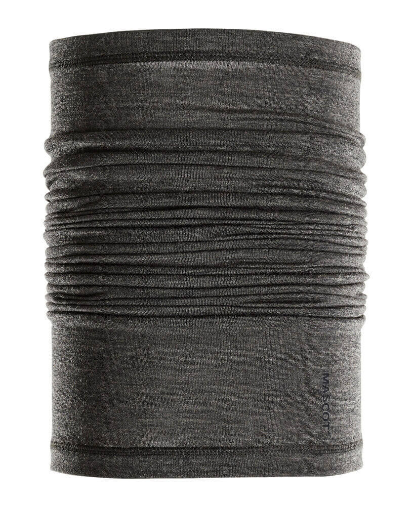 MASCOT® COMPLETE Halswärmer in Dunkelanthrazit meliert, aus elastischem Woll-Polyester-Stretchstoff, isolierend und feuchtigkeitsableitend für Handwerk und Industrie