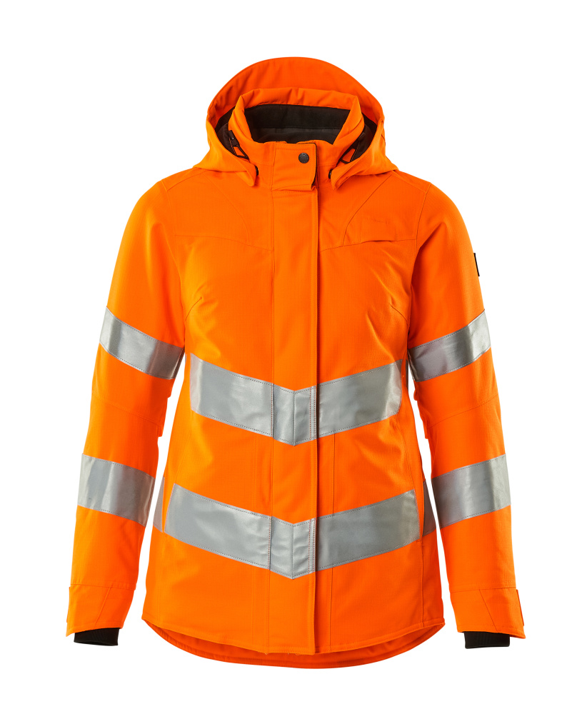 MASCOT® SAFE SUPREME Winterjacke für Damen in fluoreszierendem Hi-Vis Orange mit Reflexstreifen, wattiert, atmungsaktiv, wind- und wasserdicht