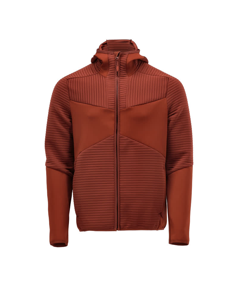 Vorderansicht des MASCOT® CUSTOMIZED Fleece Kapuzensweatshirts mit Reißverschluss und Kapuze, ideal als warme Arbeitsbekleidung in Größe M