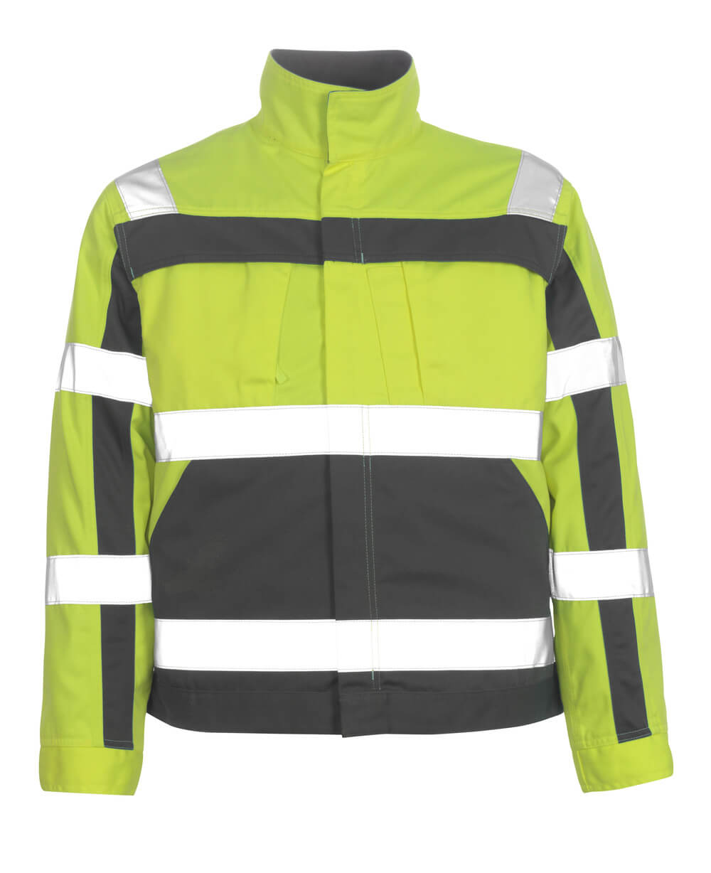 Frontansicht der MASCOT® Cameta SAFE COMPETE Warnschutzjacke in Hi-vis Gelb/Anthrazit mit reflektierenden Streifen, Größe 2XL