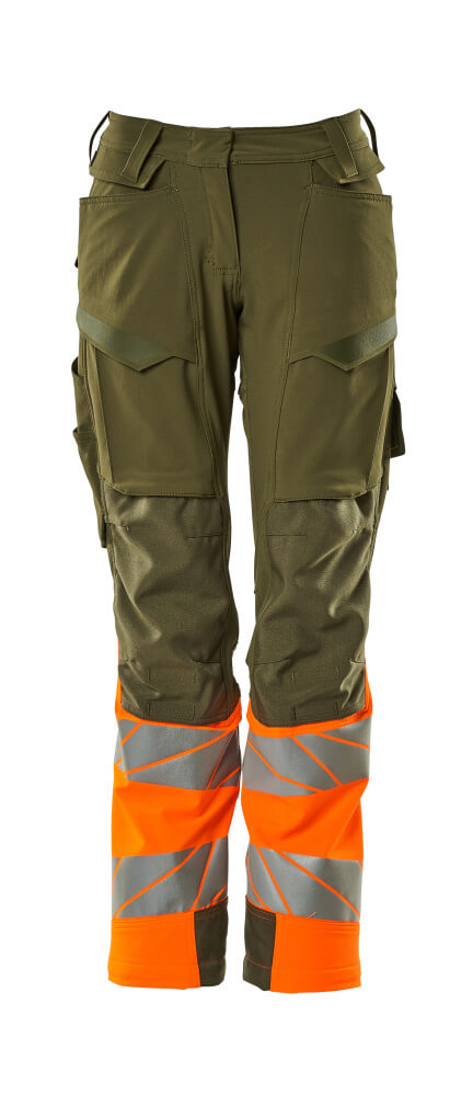 MASCOT® ACCELERATE SAFE Damen-Warnschutzhose mit Knietaschen in Dunkelanthrazit/Hi-vis Orange, zweifarbig, reflektierende Streifen, Größe 82C48