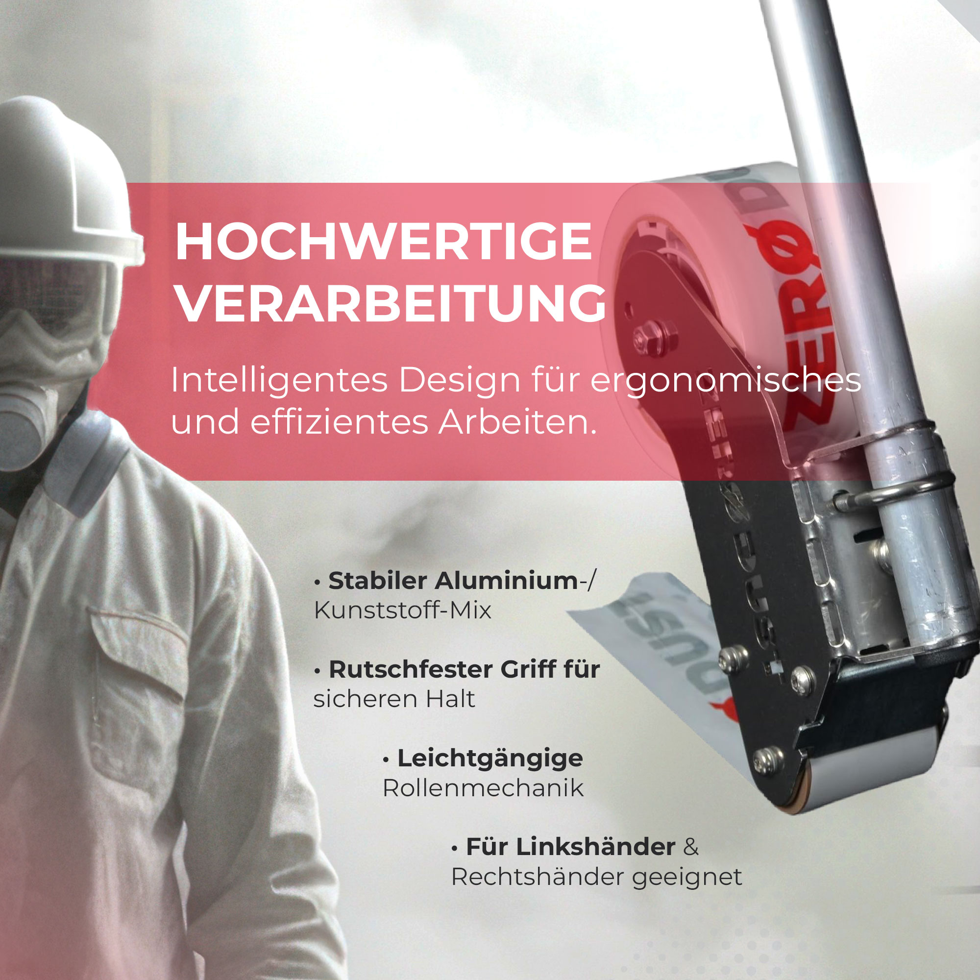 Zero Dust Klebebandabroller Taperoller mit Verlängerung für