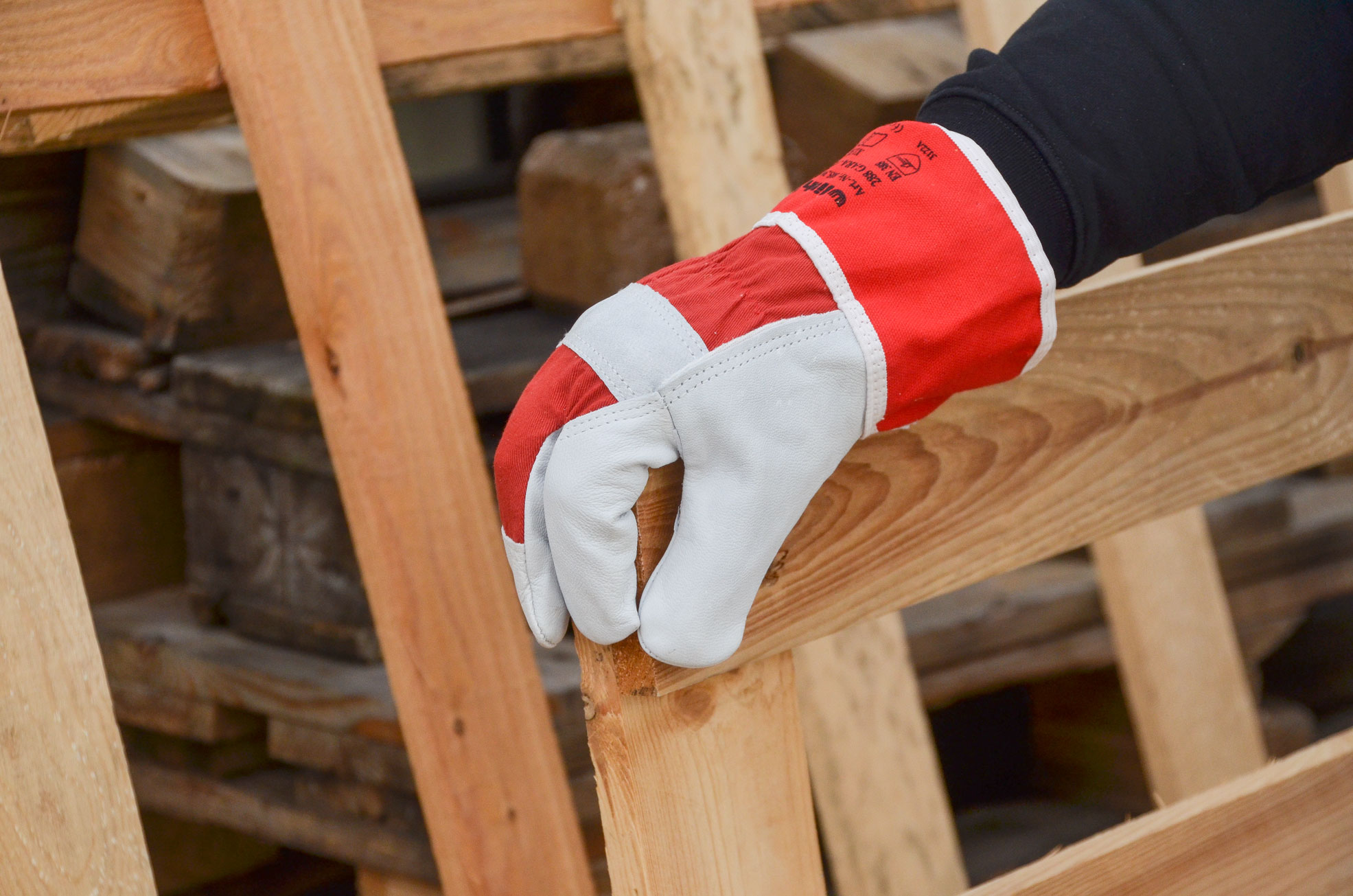 Zero Dust Arbeitshandschuh Vollleder rot/grau Größe 10