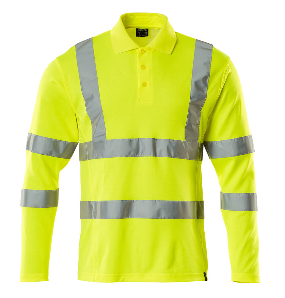 MASCOT® SAFE CLASSIC langärmeliges Polo-Shirt, Hi-Vis Warnschutzbekleidung in leuchtender Farbe mit reflektierenden Streifen, Größe 3XL