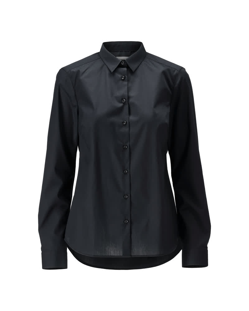 Vollschwarzes MASCOT® FRONTLINE Corporate Casual Hemd mit langer Knopfleiste, Damenpassform, Größe 34, Ansicht von vorn