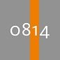 Quadratisches Icon mit der weißen Zahl 0814 vor einem senkrechten orangefarbenen Streifen auf grauem Hintergrund