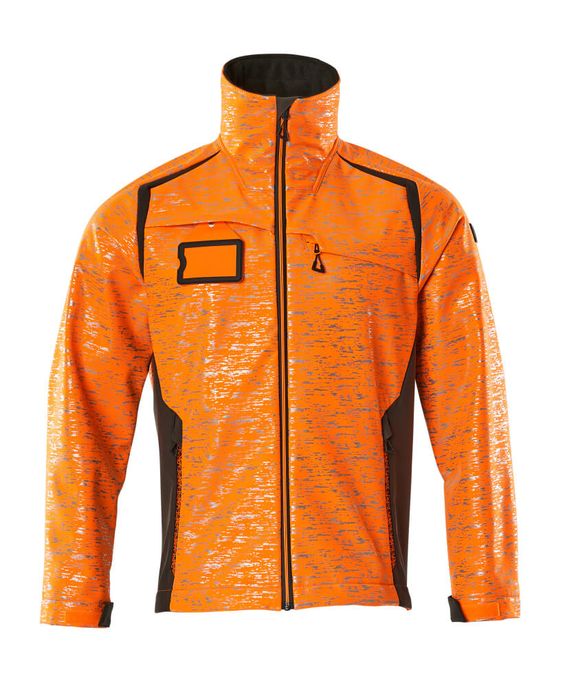 MASCOT® ACCELERATE SAFE Softshelljacke in Hi-Vis Orange/Dunkelanthrazit, zweifarbige Winterwarnschutzjacke in Größe 2XL mit Reflexdesign für hohe Sichtbarkeit