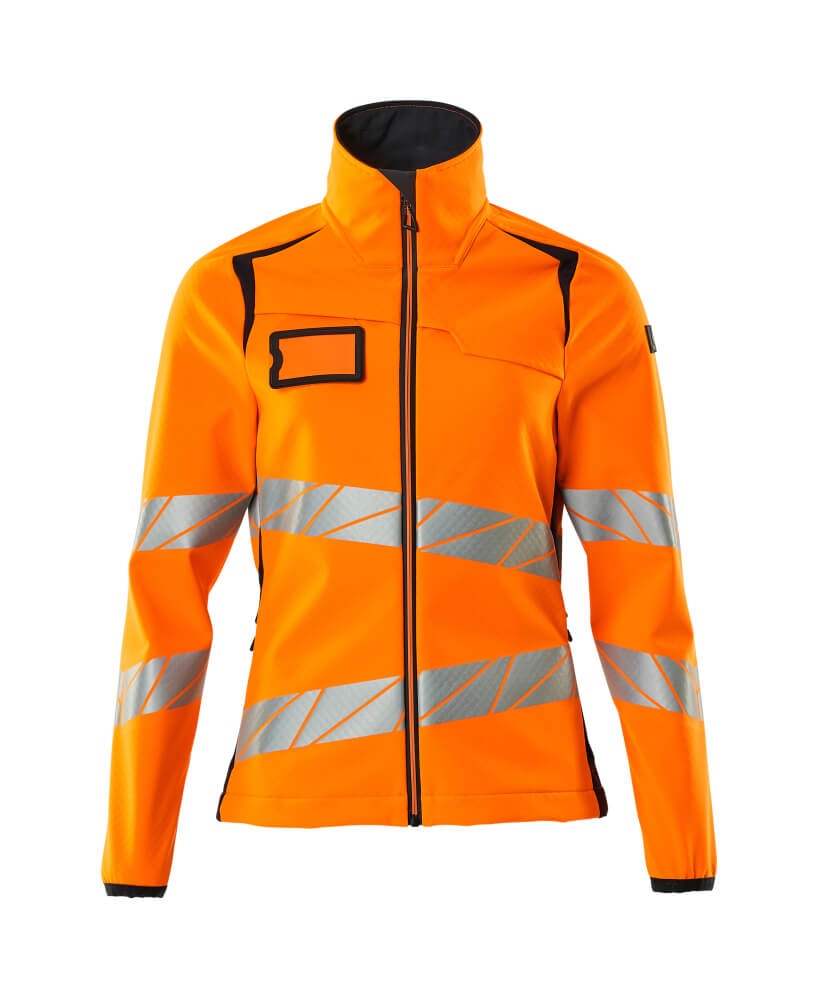 MASCOT® ACCELERATE SAFE Softshelljacke für Damen, Hi-vis Gelb/Schwarz, Größe XL, zweifarbige Winterwarnschutzjacke mit Reflexstreifen vorne