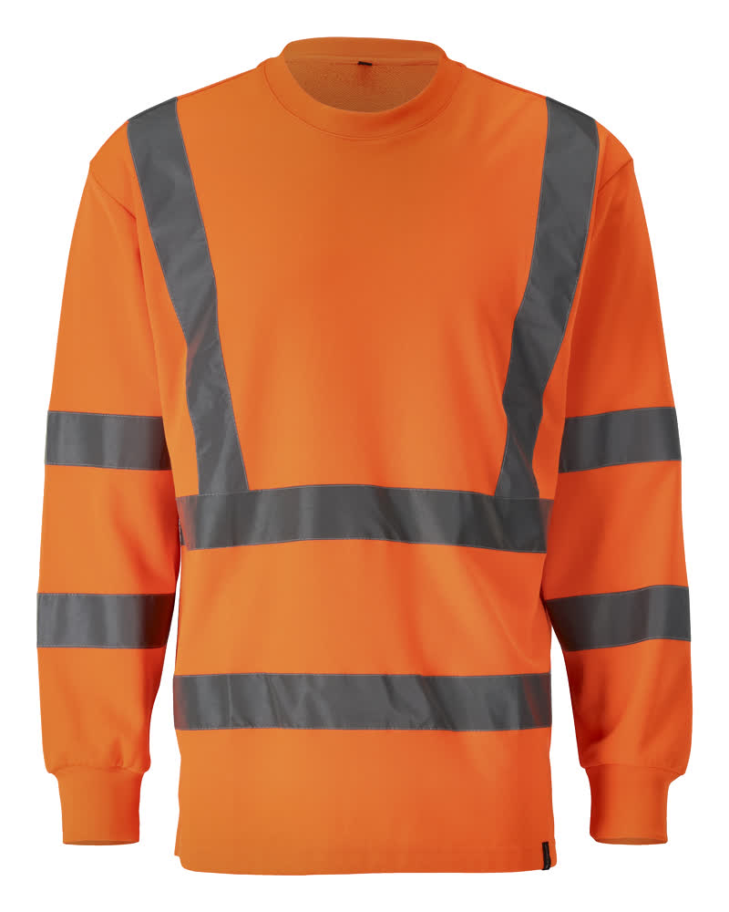 MASCOT® Melita SAFE CLASSIC Sweatshirt in fluoreszierendem Orange, langarm mit elastischen waagerechten und senkrechten Reflexstreifen für hohe Sichtbarkeit