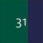 Zahl 31 zentriert aufgeteilt zwischen dunkelgrünem und dunkelblauem Hintergrund