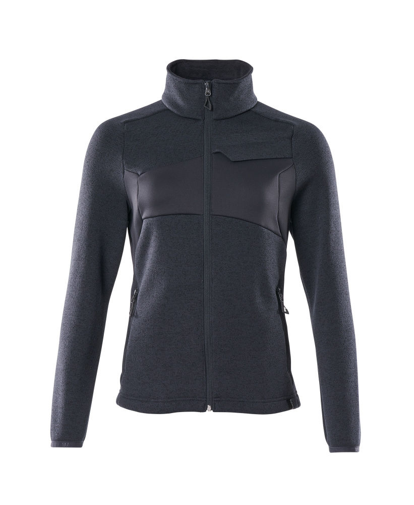 MASCOT® ACCELERATE Strickpullover mit Reißverschluss, taillierte Damen-Arbeitsjacke in Schwarzblau mit Stehkragen und Reißverschlusstaschen vorne