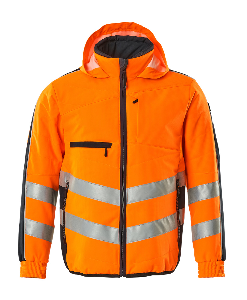 MASCOT® Dartford SAFE SUPREME Jacke in Größe 2XL, zweifarbige Winterwarnschutzbekleidung in Hi-Vis Rot/Dunkelanthrazit mit Reflektoren