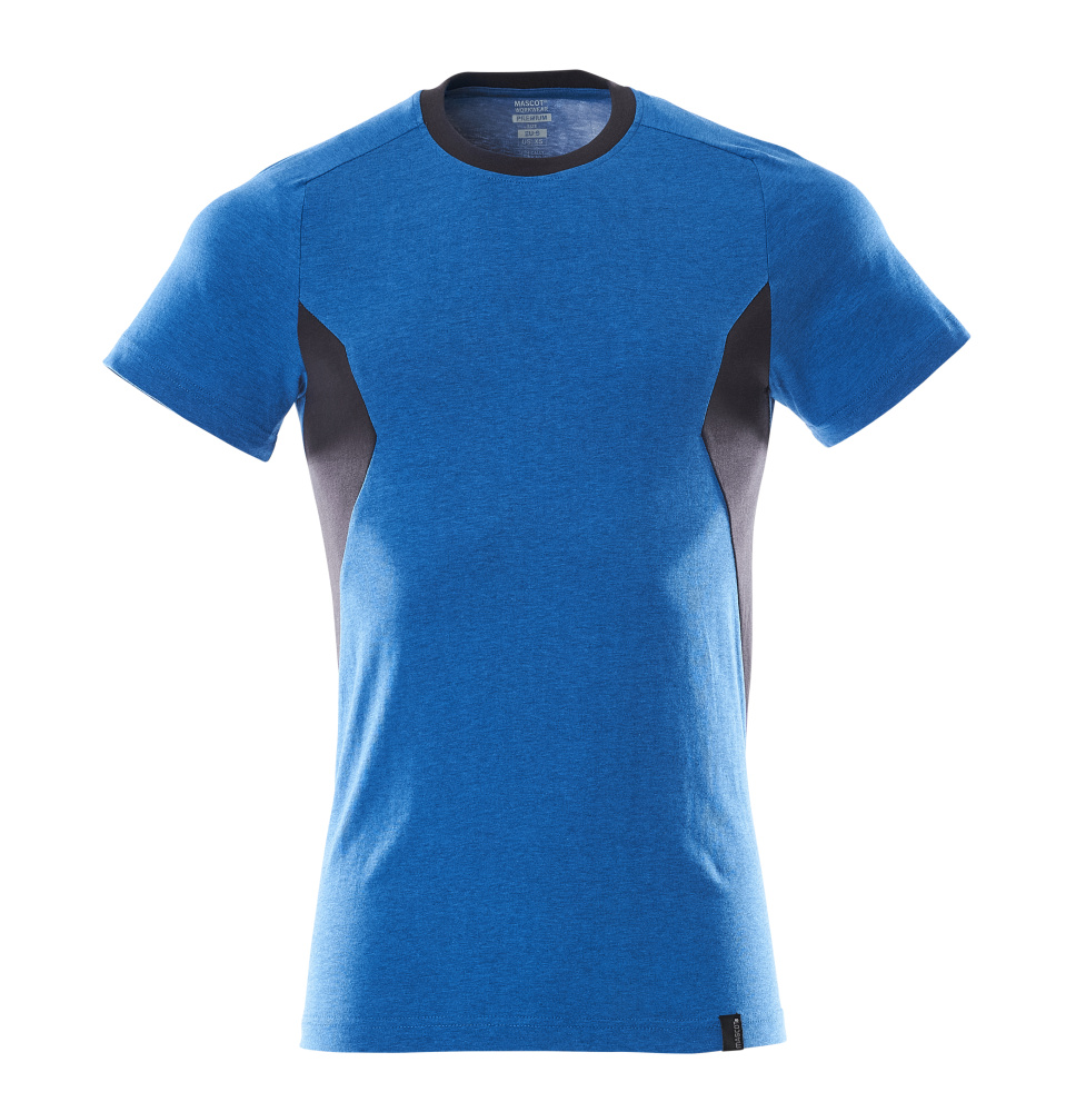 MASCOT® ACCELERATE T-Shirt in Azurblau/Schwarzblau, kurze Ärmel, funktionelles Arbeits-T-Shirt in Größe 2XLONE vor weißem Hintergrund