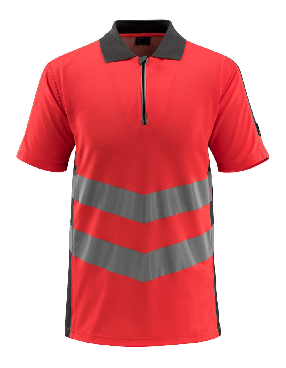MASCOT® Murton SAFE SUPREME Polo-Shirt in Hi-Vis Rot/Dunkelanthrazit, zweifarbige Warnschutzbekleidung mit reflektierenden Streifen, Größe 2XL