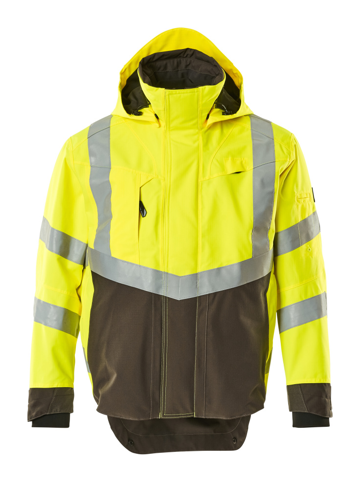MASCOT® Harlow SAFE SUPREME Hardshelljacke in Hi-vis Gelb/Dunkelanthrazit, Größe 2XL, wind- und wasserdichte Winterwarnschutzjacke mit Reflexstreifen