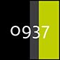Quadratische Grafik mit der Zahl 0937 und vertikalen Streifen in Grau und Neongrün auf schwarzem Hintergrund