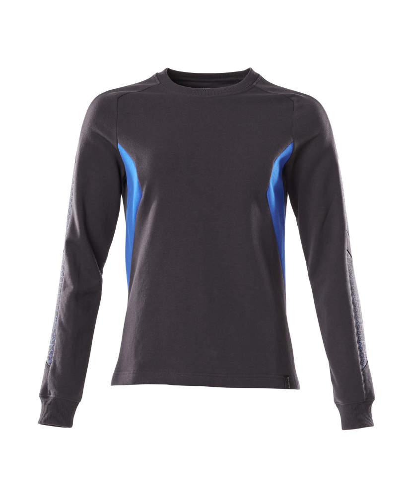 MASCOT® ACCELERATE Sweatshirt für Damen in Dunkelanthrazit/Schwarz mit blauen Einsätzen, robuste Arbeitsbekleidung in Größe 4XLONE