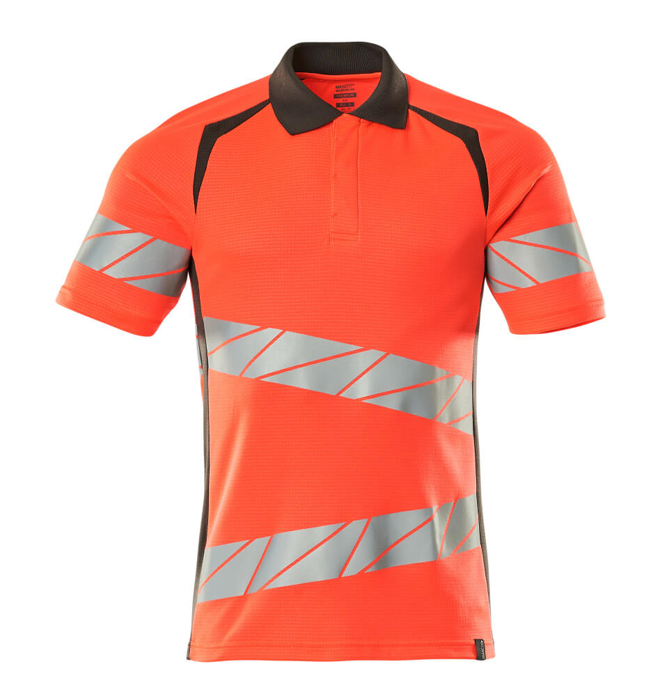 MASCOT® ACCELERATE SAFE Polo-Shirt in Hi-Vis Rot/Dunkelanthrazit, zweifarbige Warnschutzbekleidung mit reflektierenden Streifen, Größe 2XLONE