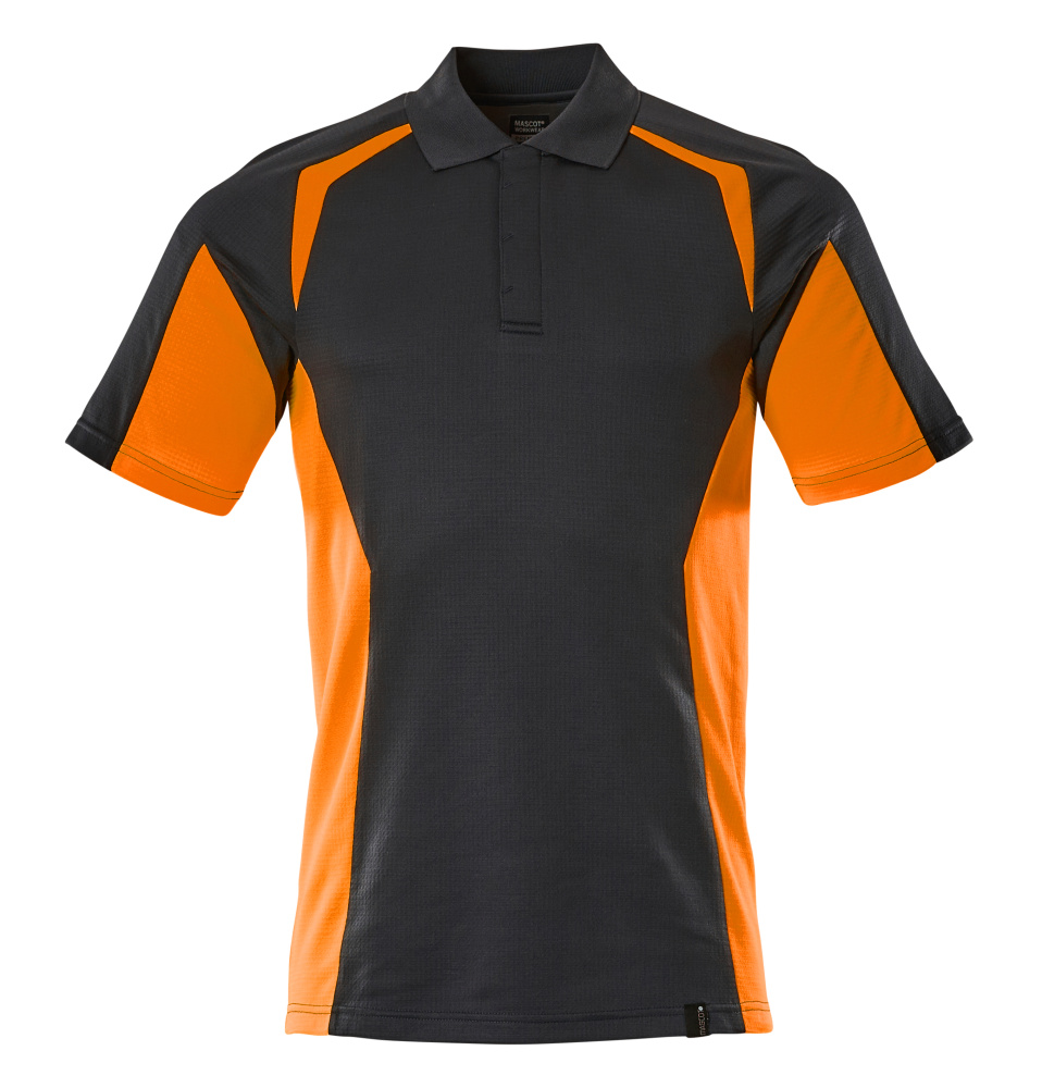 Produktabbildung MASCOT® ACCELERATE SAFE Polo-Shirt, zweifarbige Warnschutzbekleidung in Schwarz mit Hi-vis Orange, Kurzarm, Größe S