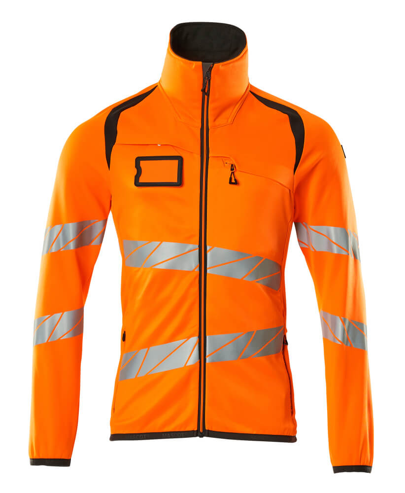MASCOT® ACCELERATE SAFE Fleecejacke in Hi-Vis Orange/Dunkelanthrazit, Größe 2XL, zweifarbige Warnschutzjacke mit Reflexstreifen für hohe Sichtbarkeit