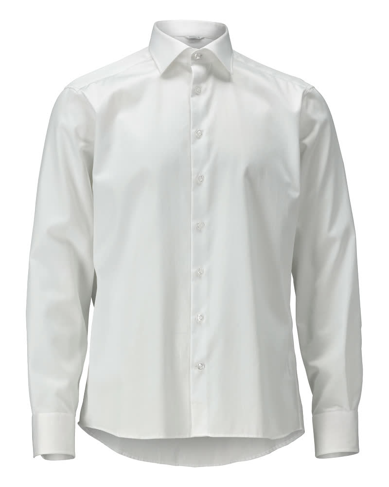 Weißes MASCOT® M by Mascot Herrenhemd mit moderner, eng anliegender Passform, Cutaway-Kragen und bügelleichter Baumwolle für Business-Outfits