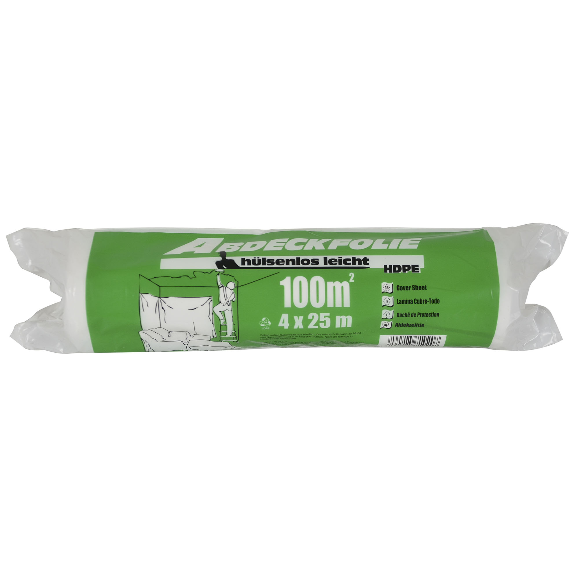 Abdeckfolie Malerabdeckfolie HDPE 7 my hülsenlos „leicht“ Rolle 4 x 25 m