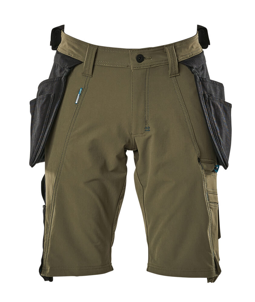MASCOT® ADVANCED Shorts mit Hängetaschen in Moosgrün C42, robuste Arbeitsshorts mit vielen Taschen für Handwerker