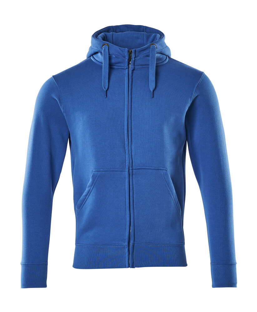 MASCOT® Gimont CROSSOVER Kapuzenpullover mit Reißverschluss, blaue Arbeitsbekleidung mit Kapuze und Kängurutaschen, Vorderansicht