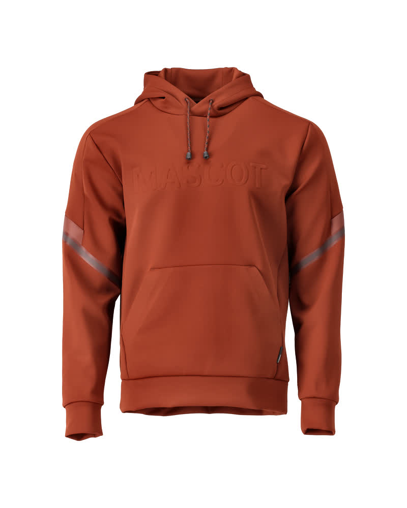 MASCOT® CUSTOMIZED Fleece Kapuzensweatshirt in Herbstrot, Größe 2XL, warme Arbeitsbekleidung mit Kapuze und Kängurutasche