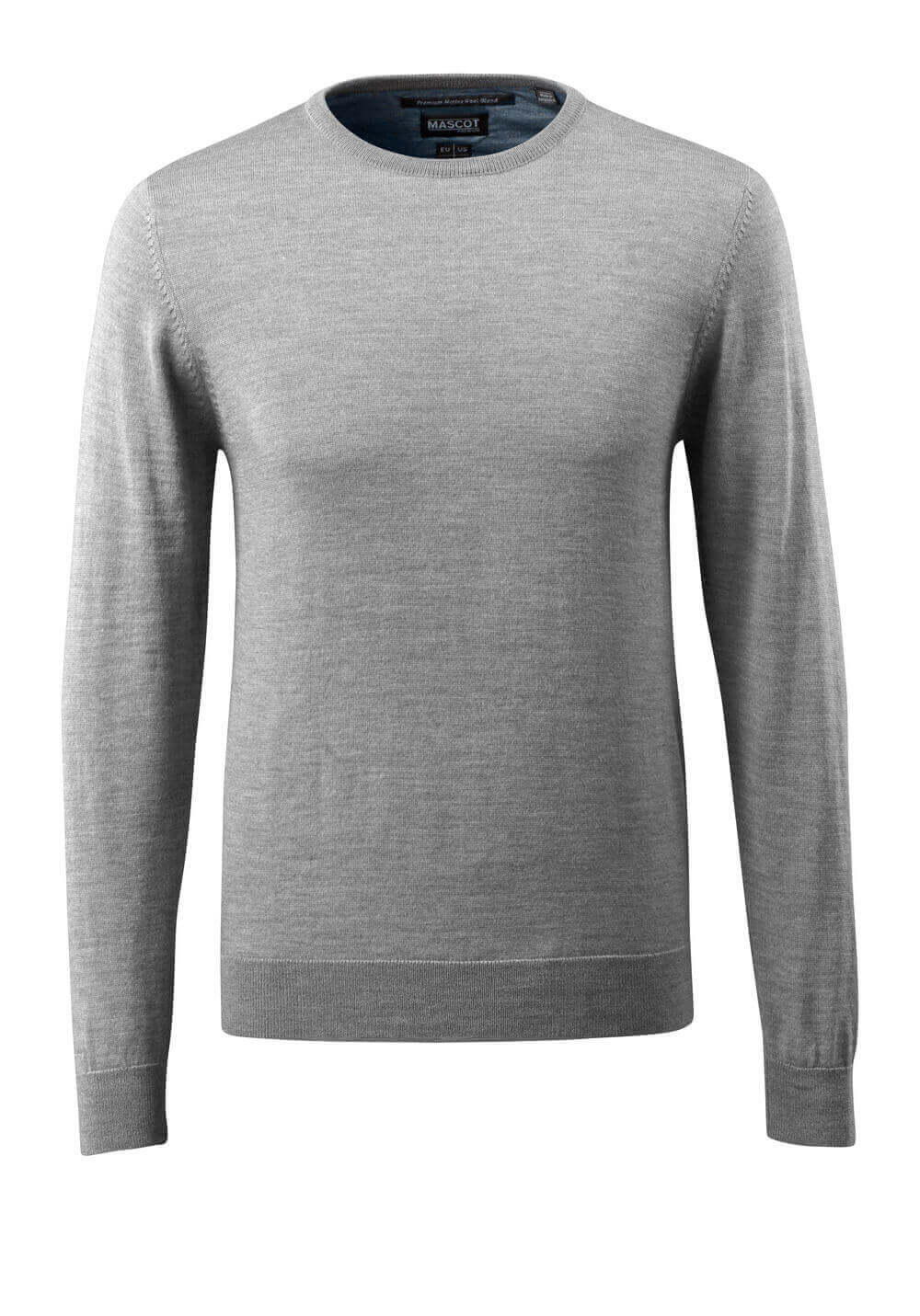 MASCOT® FRONTLINE Strickpullover Corporate Casual in Grau-meliert, Größe 2XL, mit Rundhalsausschnitt und langen Ärmeln, Vorderansicht des Pullovers