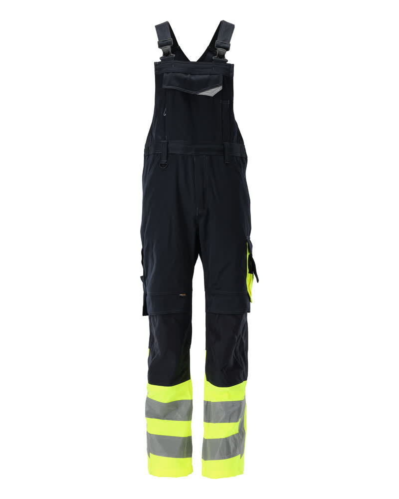 MASCOT® Sunderland SAFE SUPREME Latzhose mit Knietaschen, zweifarbige Warnschutz-Latzhose Dunkelanthrazit/Hi-vis Rot 82C46 mit Reflexstreifen