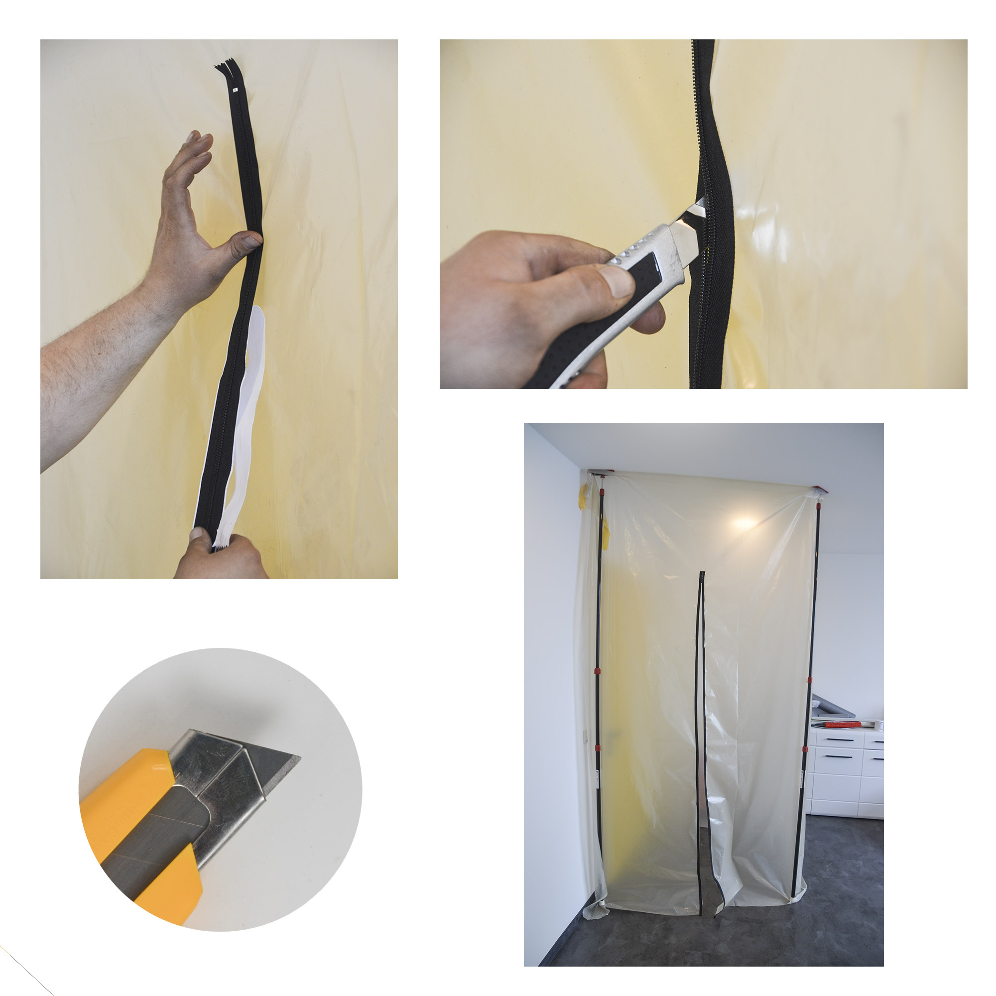 Zero Dust selbstklebende Reißverschlüsse schwarz für Staubsc